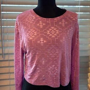 Elegant Mauve Geometric Long Sleeve Top